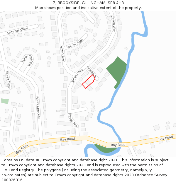 7, BROOKSIDE, GILLINGHAM, SP8 4HR: Location map and indicative extent of plot