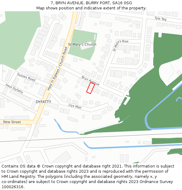 7, BRYN AVENUE, BURRY PORT, SA16 0SG: Location map and indicative extent of plot