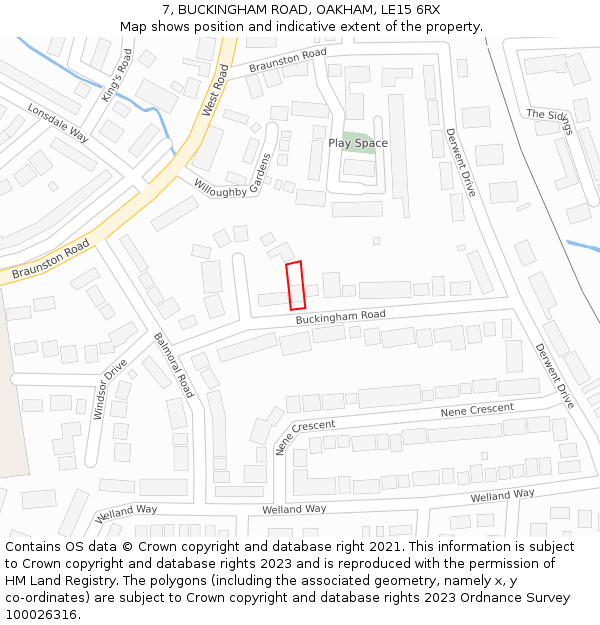 7, BUCKINGHAM ROAD, OAKHAM, LE15 6RX: Location map and indicative extent of plot