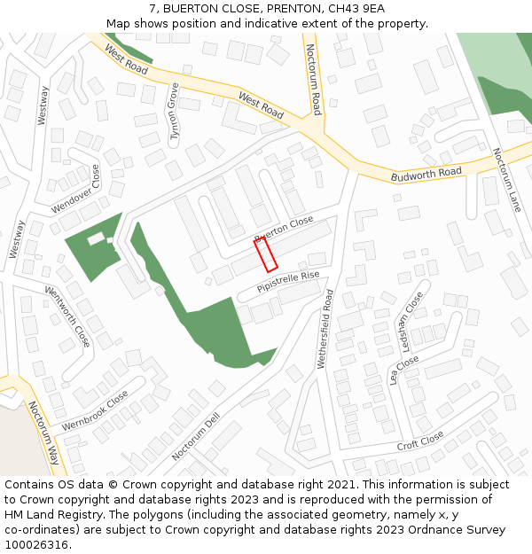 7, BUERTON CLOSE, PRENTON, CH43 9EA: Location map and indicative extent of plot