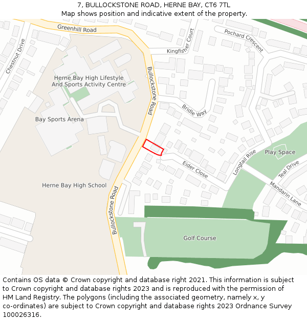 7, BULLOCKSTONE ROAD, HERNE BAY, CT6 7TL: Location map and indicative extent of plot