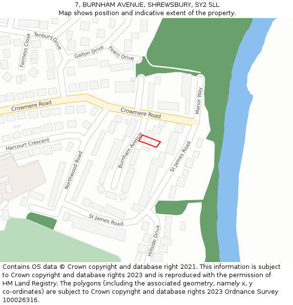 7, BURNHAM AVENUE, SHREWSBURY, SY2 5LL: Location map and indicative extent of plot