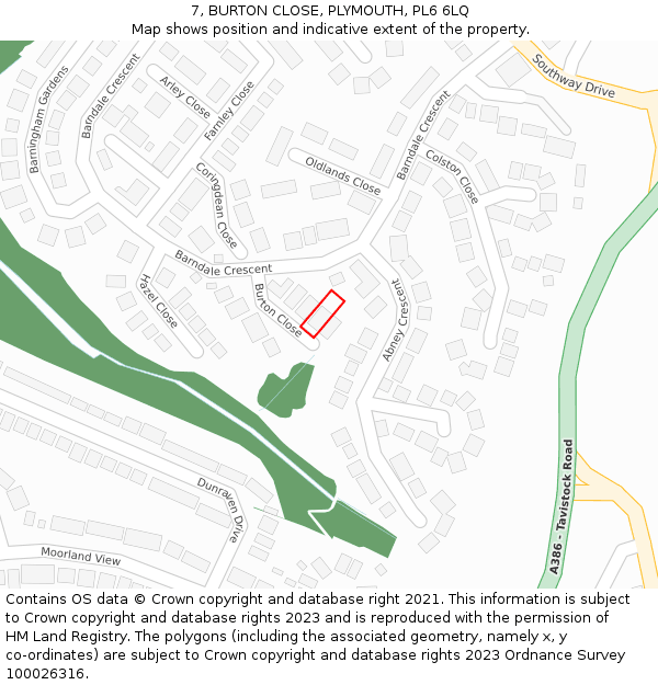 7, BURTON CLOSE, PLYMOUTH, PL6 6LQ: Location map and indicative extent of plot
