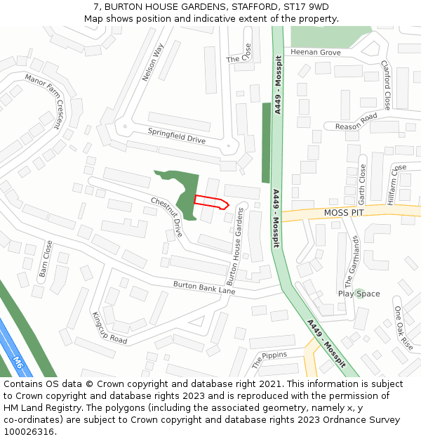 7, BURTON HOUSE GARDENS, STAFFORD, ST17 9WD: Location map and indicative extent of plot