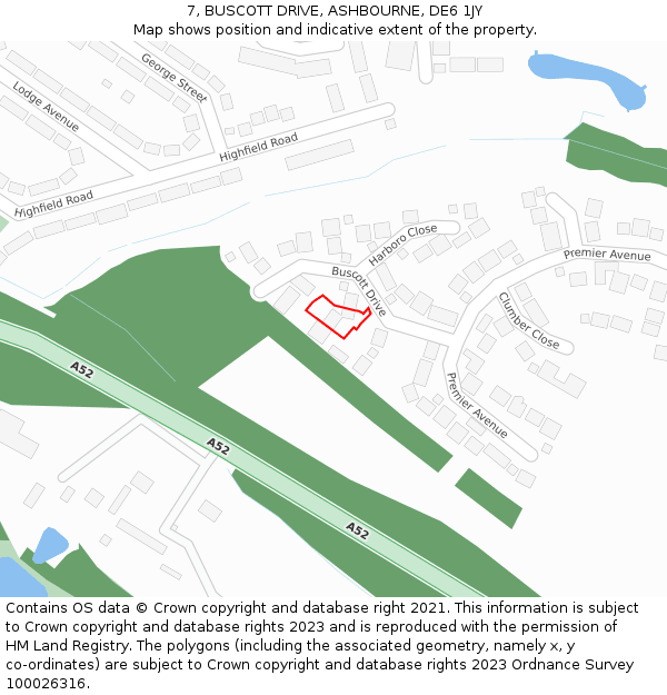 7, BUSCOTT DRIVE, ASHBOURNE, DE6 1JY: Location map and indicative extent of plot