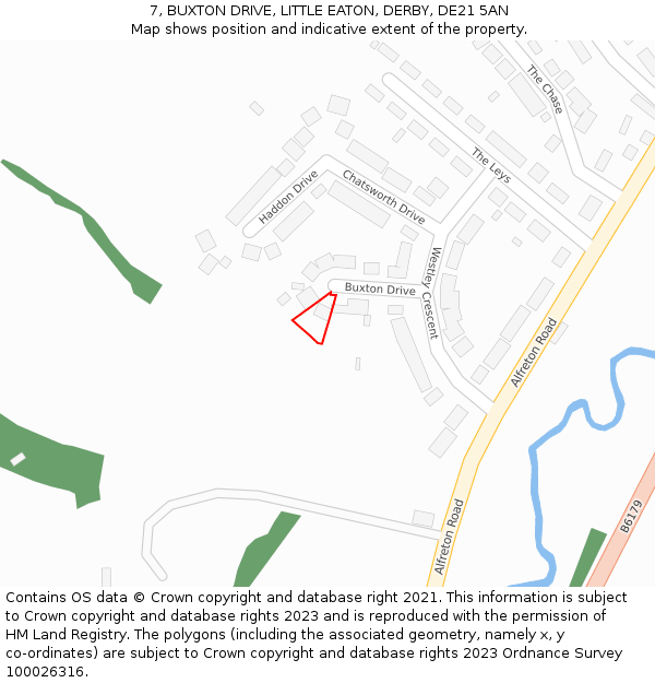 7, BUXTON DRIVE, LITTLE EATON, DERBY, DE21 5AN: Location map and indicative extent of plot