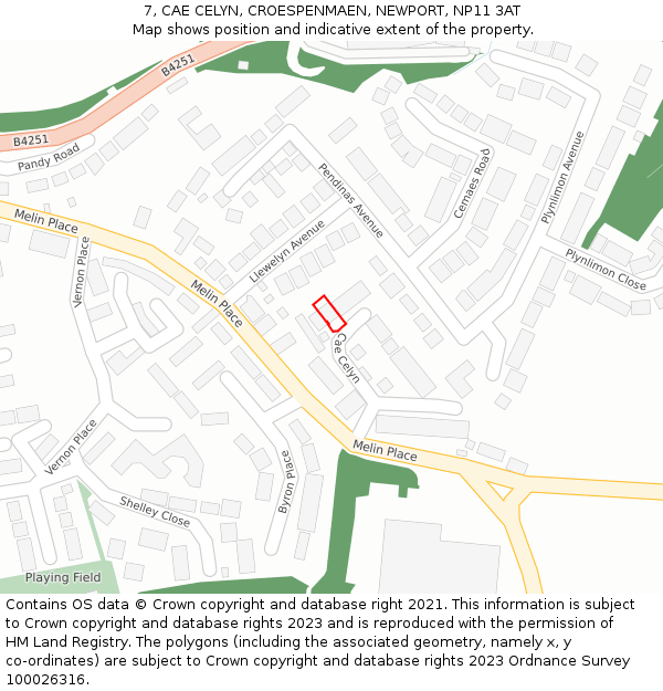 7, CAE CELYN, CROESPENMAEN, NEWPORT, NP11 3AT: Location map and indicative extent of plot