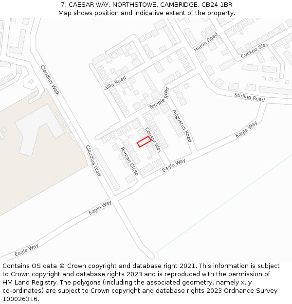 7, CAESAR WAY, NORTHSTOWE, CAMBRIDGE, CB24 1BR: Location map and indicative extent of plot