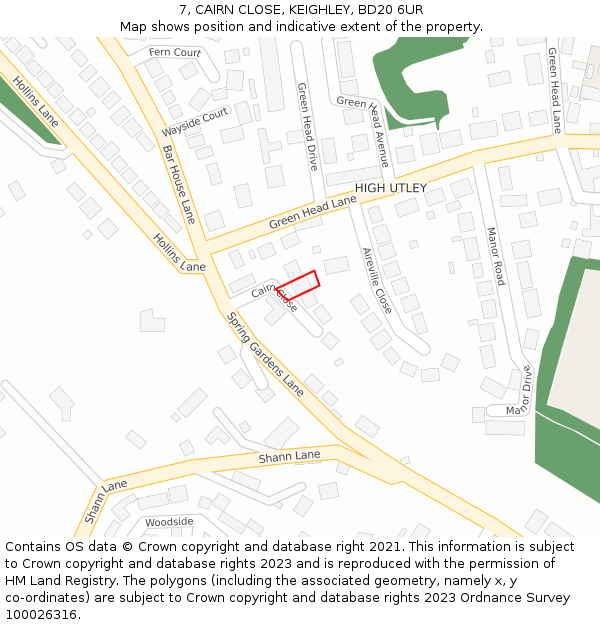 7, CAIRN CLOSE, KEIGHLEY, BD20 6UR: Location map and indicative extent of plot