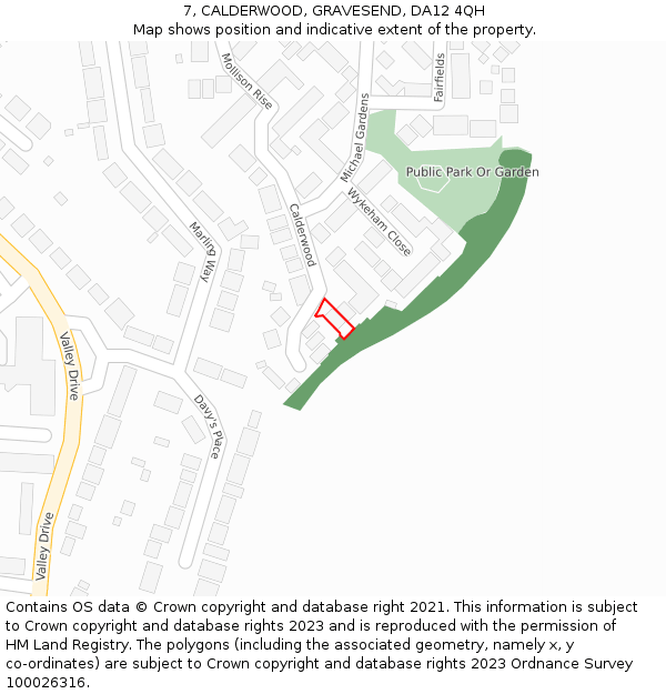 7, CALDERWOOD, GRAVESEND, DA12 4QH: Location map and indicative extent of plot