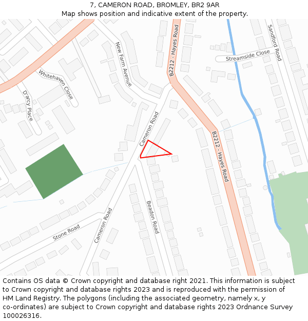 7, CAMERON ROAD, BROMLEY, BR2 9AR: Location map and indicative extent of plot