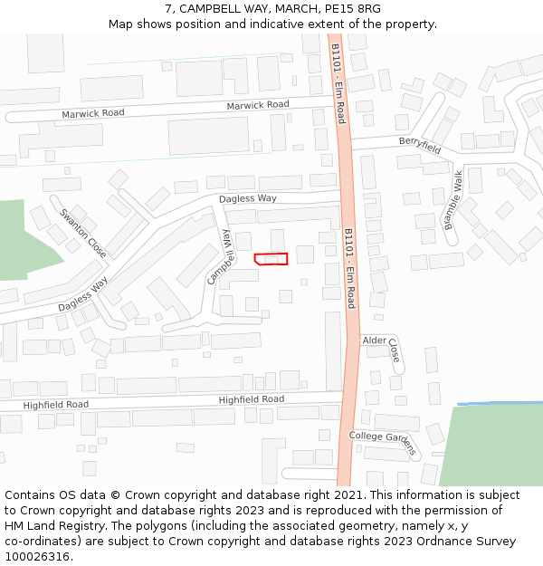 7, CAMPBELL WAY, MARCH, PE15 8RG: Location map and indicative extent of plot