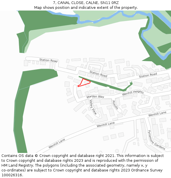 7, CANAL CLOSE, CALNE, SN11 0RZ: Location map and indicative extent of plot