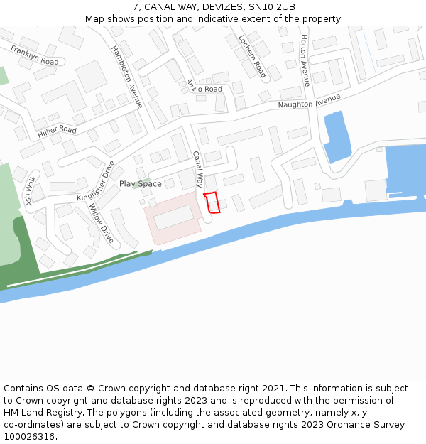 7, CANAL WAY, DEVIZES, SN10 2UB: Location map and indicative extent of plot