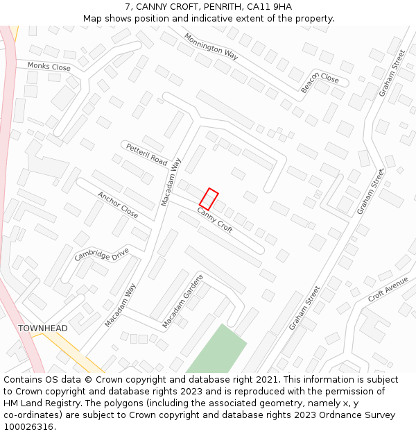 7, CANNY CROFT, PENRITH, CA11 9HA: Location map and indicative extent of plot
