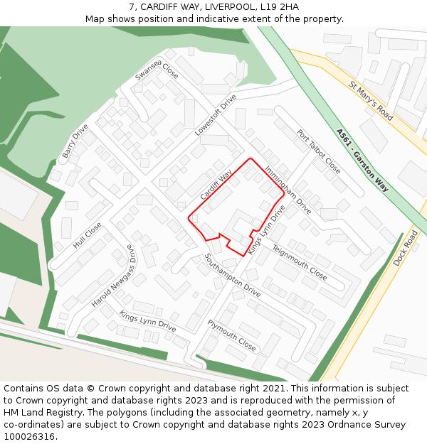 7, CARDIFF WAY, LIVERPOOL, L19 2HA: Location map and indicative extent of plot