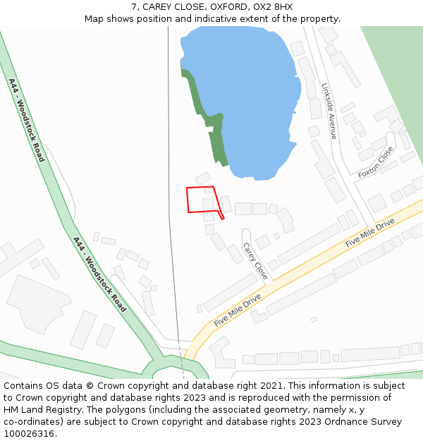 7, CAREY CLOSE, OXFORD, OX2 8HX: Location map and indicative extent of plot
