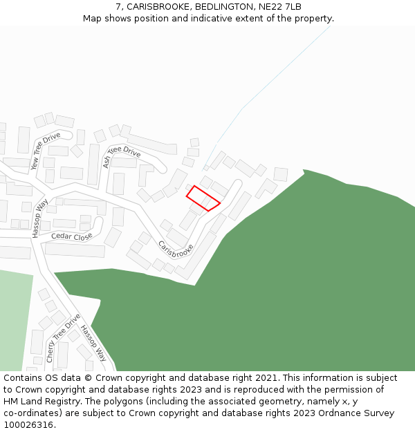 7, CARISBROOKE, BEDLINGTON, NE22 7LB: Location map and indicative extent of plot