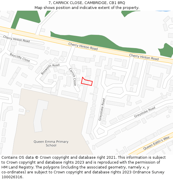 7, CARRICK CLOSE, CAMBRIDGE, CB1 8RQ: Location map and indicative extent of plot