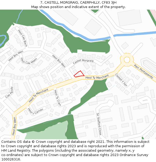 7, CASTELL MORGRAIG, CAERPHILLY, CF83 3JH: Location map and indicative extent of plot