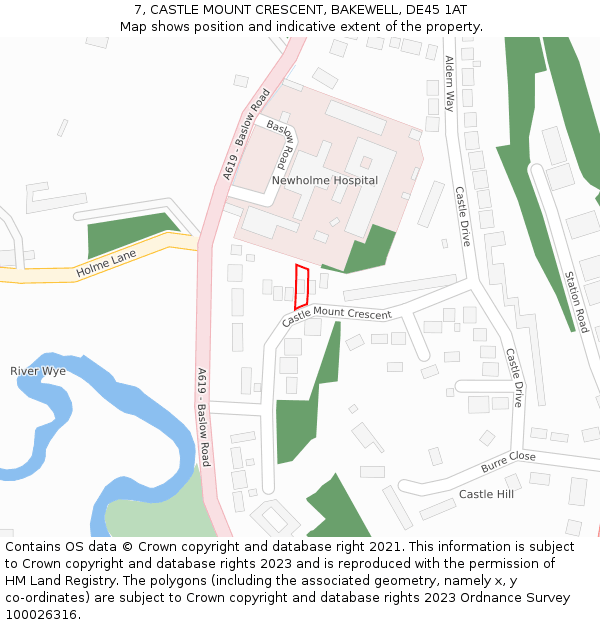 7, CASTLE MOUNT CRESCENT, BAKEWELL, DE45 1AT: Location map and indicative extent of plot