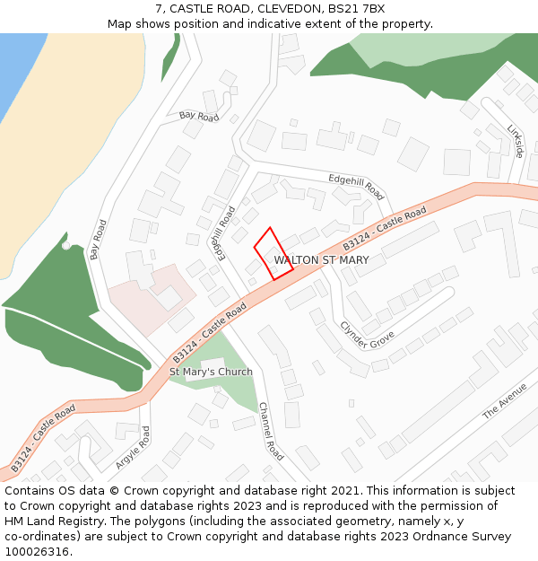 7, CASTLE ROAD, CLEVEDON, BS21 7BX: Location map and indicative extent of plot