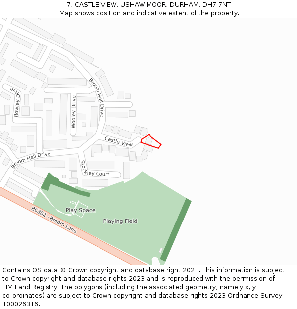 7, CASTLE VIEW, USHAW MOOR, DURHAM, DH7 7NT: Location map and indicative extent of plot