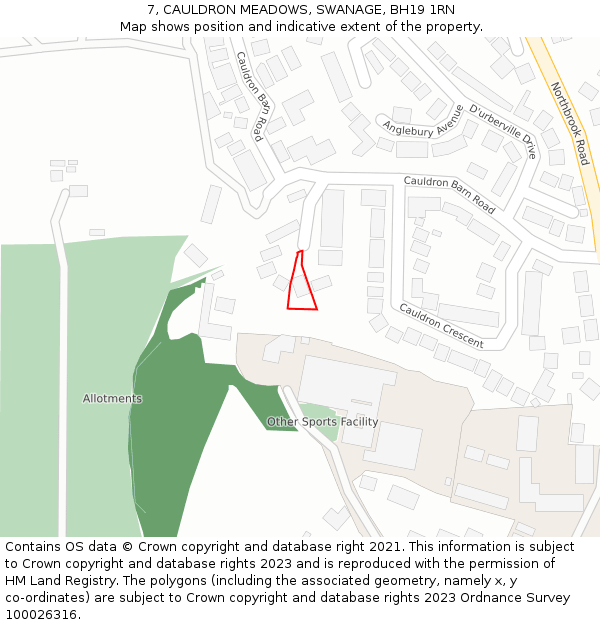 7, CAULDRON MEADOWS, SWANAGE, BH19 1RN: Location map and indicative extent of plot