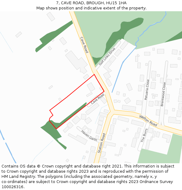 7, CAVE ROAD, BROUGH, HU15 1HA: Location map and indicative extent of plot