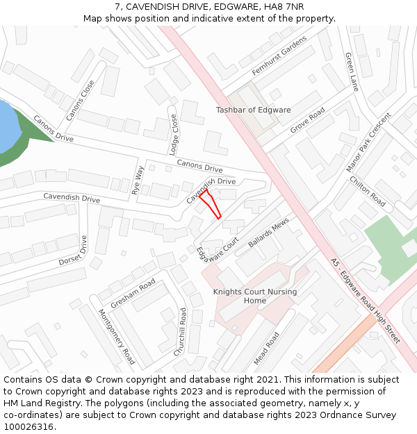 7, CAVENDISH DRIVE, EDGWARE, HA8 7NR: Location map and indicative extent of plot