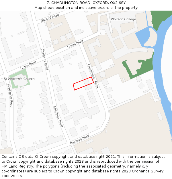 7, CHADLINGTON ROAD, OXFORD, OX2 6SY: Location map and indicative extent of plot