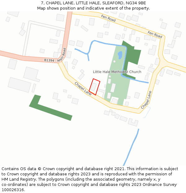 7, CHAPEL LANE, LITTLE HALE, SLEAFORD, NG34 9BE: Location map and indicative extent of plot