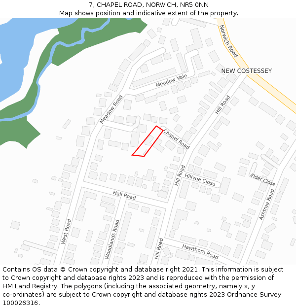 7, CHAPEL ROAD, NORWICH, NR5 0NN: Location map and indicative extent of plot