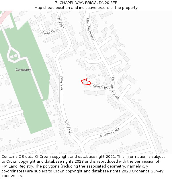 7, CHAPEL WAY, BRIGG, DN20 8EB: Location map and indicative extent of plot