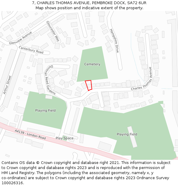 7, CHARLES THOMAS AVENUE, PEMBROKE DOCK, SA72 6UR: Location map and indicative extent of plot