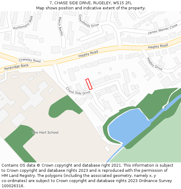 7, CHASE SIDE DRIVE, RUGELEY, WS15 2FL: Location map and indicative extent of plot