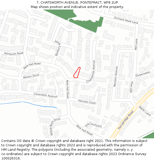 7, CHATSWORTH AVENUE, PONTEFRACT, WF8 2UP: Location map and indicative extent of plot