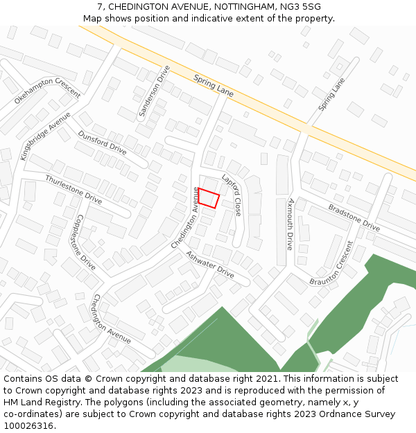 7, CHEDINGTON AVENUE, NOTTINGHAM, NG3 5SG: Location map and indicative extent of plot
