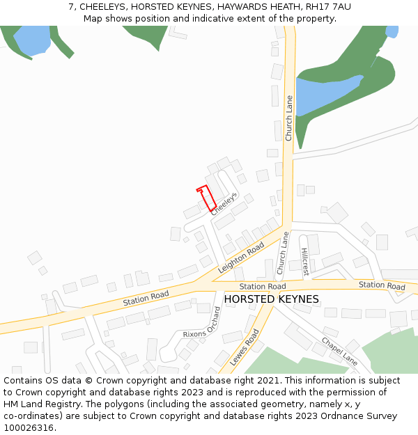 7, CHEELEYS, HORSTED KEYNES, HAYWARDS HEATH, RH17 7AU: Location map and indicative extent of plot