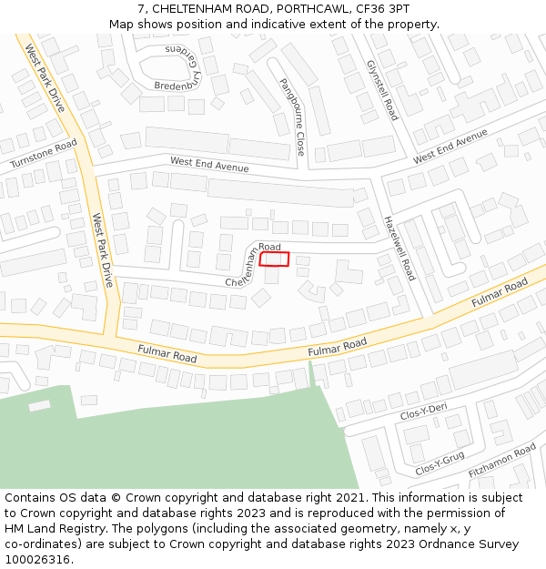 7, CHELTENHAM ROAD, PORTHCAWL, CF36 3PT: Location map and indicative extent of plot