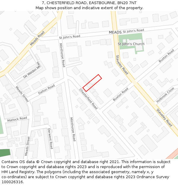 7, CHESTERFIELD ROAD, EASTBOURNE, BN20 7NT: Location map and indicative extent of plot