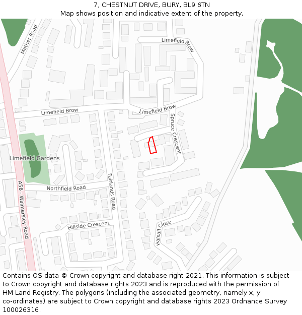 7, CHESTNUT DRIVE, BURY, BL9 6TN: Location map and indicative extent of plot