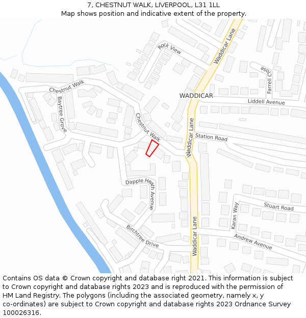 7, CHESTNUT WALK, LIVERPOOL, L31 1LL: Location map and indicative extent of plot