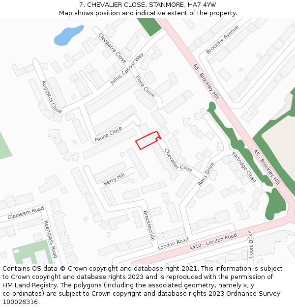 7, CHEVALIER CLOSE, STANMORE, HA7 4YW: Location map and indicative extent of plot