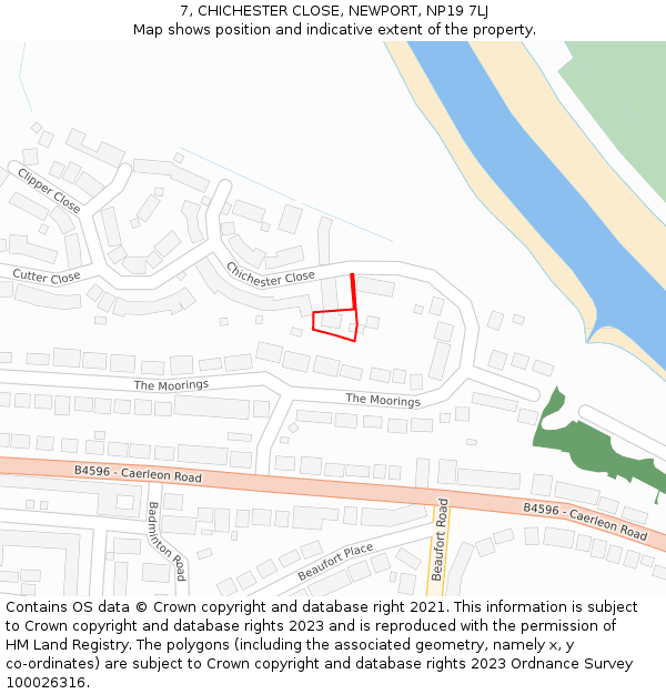 7, CHICHESTER CLOSE, NEWPORT, NP19 7LJ: Location map and indicative extent of plot