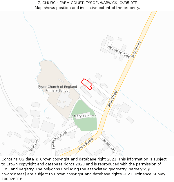 7, CHURCH FARM COURT, TYSOE, WARWICK, CV35 0TE: Location map and indicative extent of plot