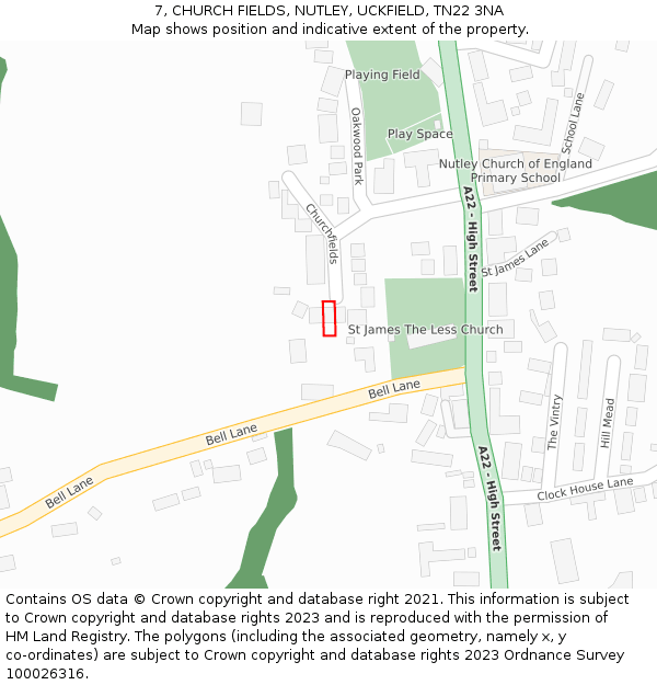 7, CHURCH FIELDS, NUTLEY, UCKFIELD, TN22 3NA: Location map and indicative extent of plot