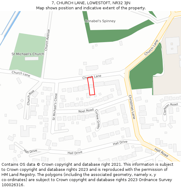 7, CHURCH LANE, LOWESTOFT, NR32 3JN: Location map and indicative extent of plot