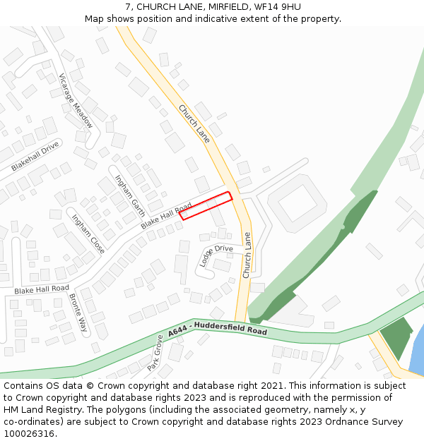 7, CHURCH LANE, MIRFIELD, WF14 9HU: Location map and indicative extent of plot