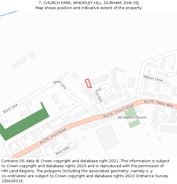 7, CHURCH PARK, WHEATLEY HILL, DURHAM, DH6 3SJ: Location map and indicative extent of plot